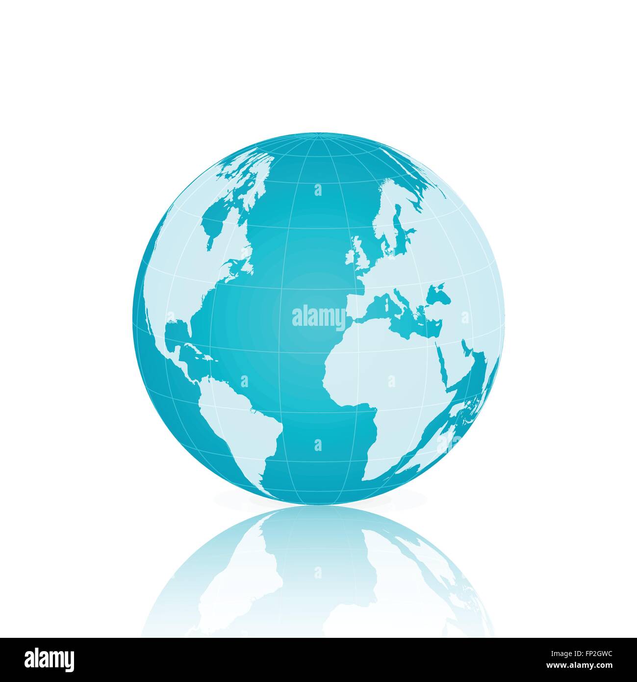 Illustration of a colorful blue world globe isolated on a white ...
