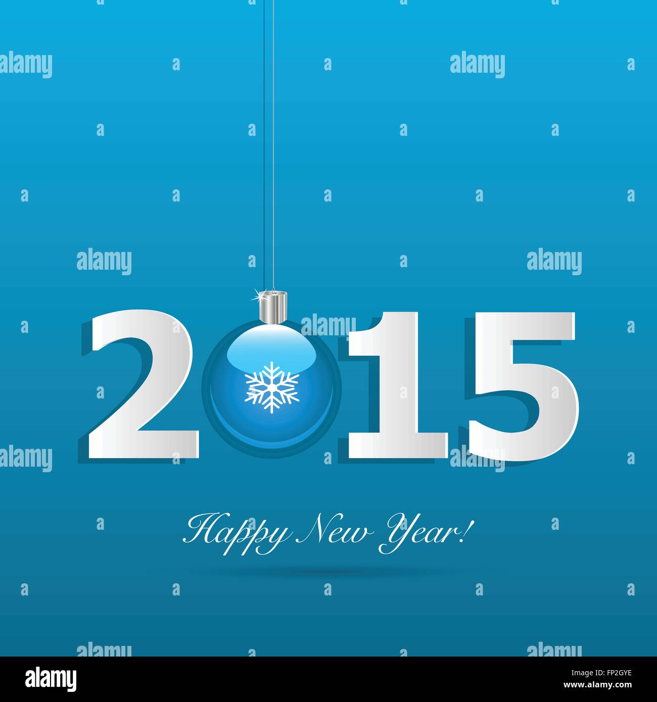 Illustration of a 2015 design with an ornament and colorful blue ...