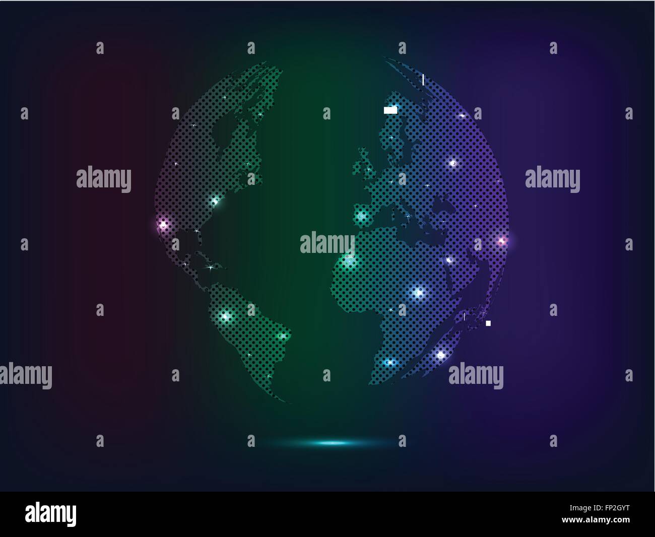 Illustration of a colorful abstract glowing world map background Stock ...