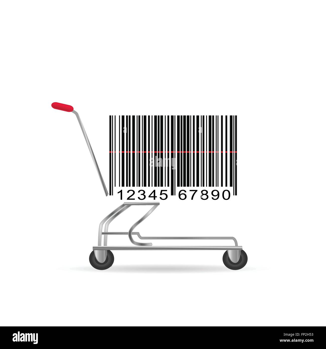 Illustration of an abstract barcode shopping cart isolated on a white