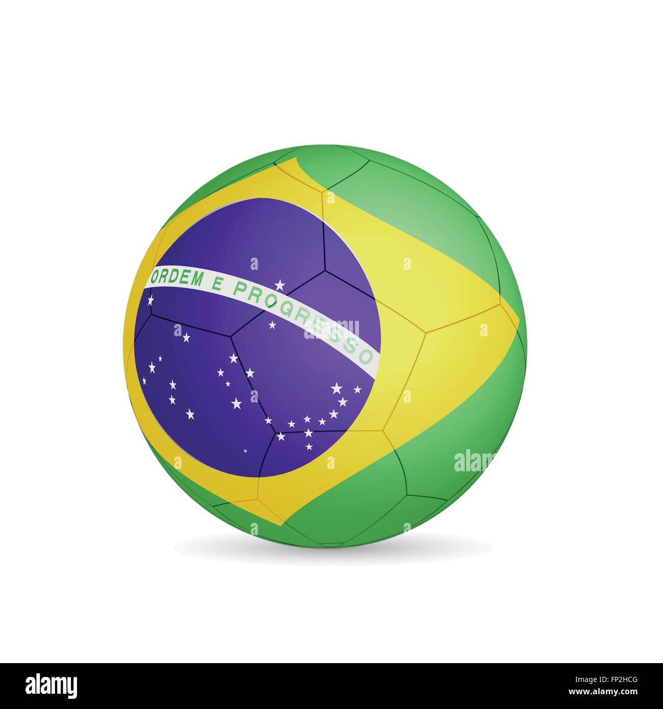 Illustration of a soccer ball with Brasil flag isolated on a white background. Stock Vector