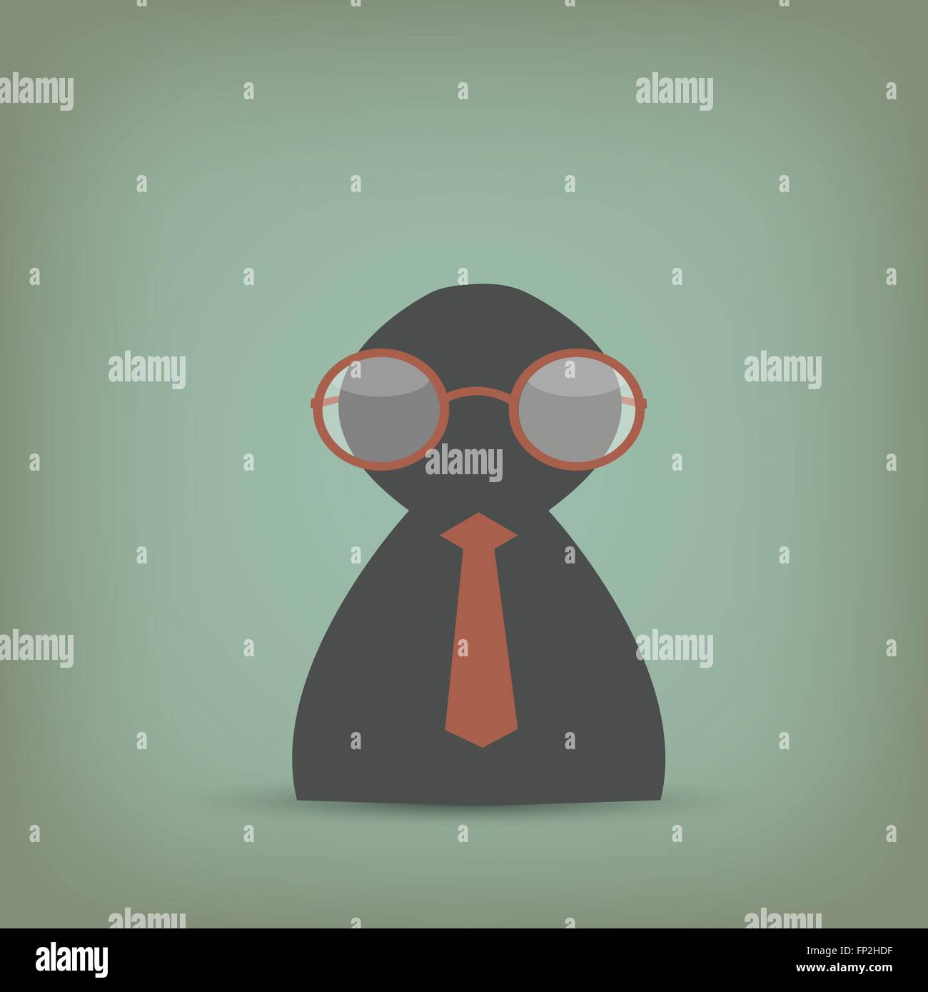 Illustration of a business person with reading glasses on a vintage background. Stock Vector