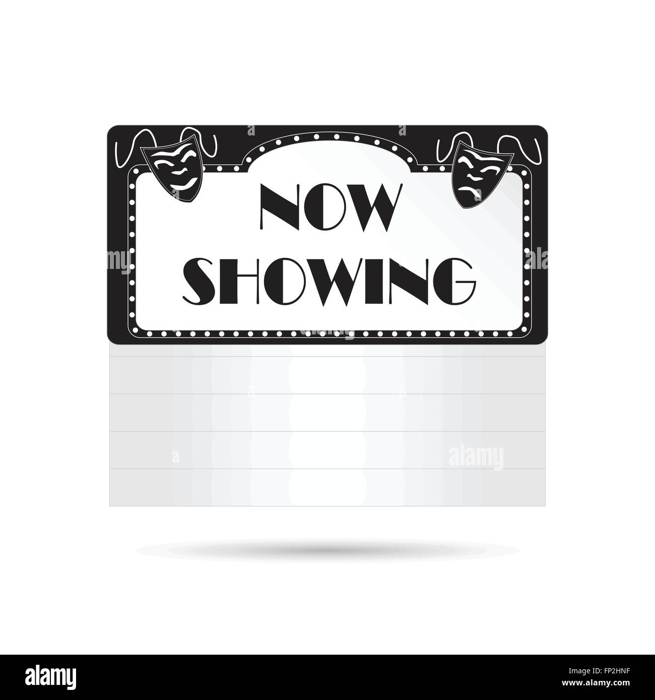 Illustration of a vintage cinema sign isolated on a white background. Stock Vector