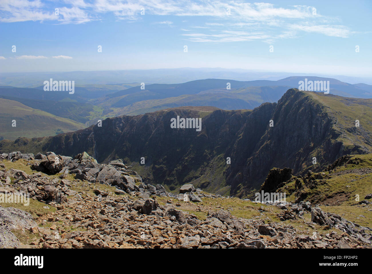 Ridge of craig cau on Cadair Idris mountain Wales Stock Photo