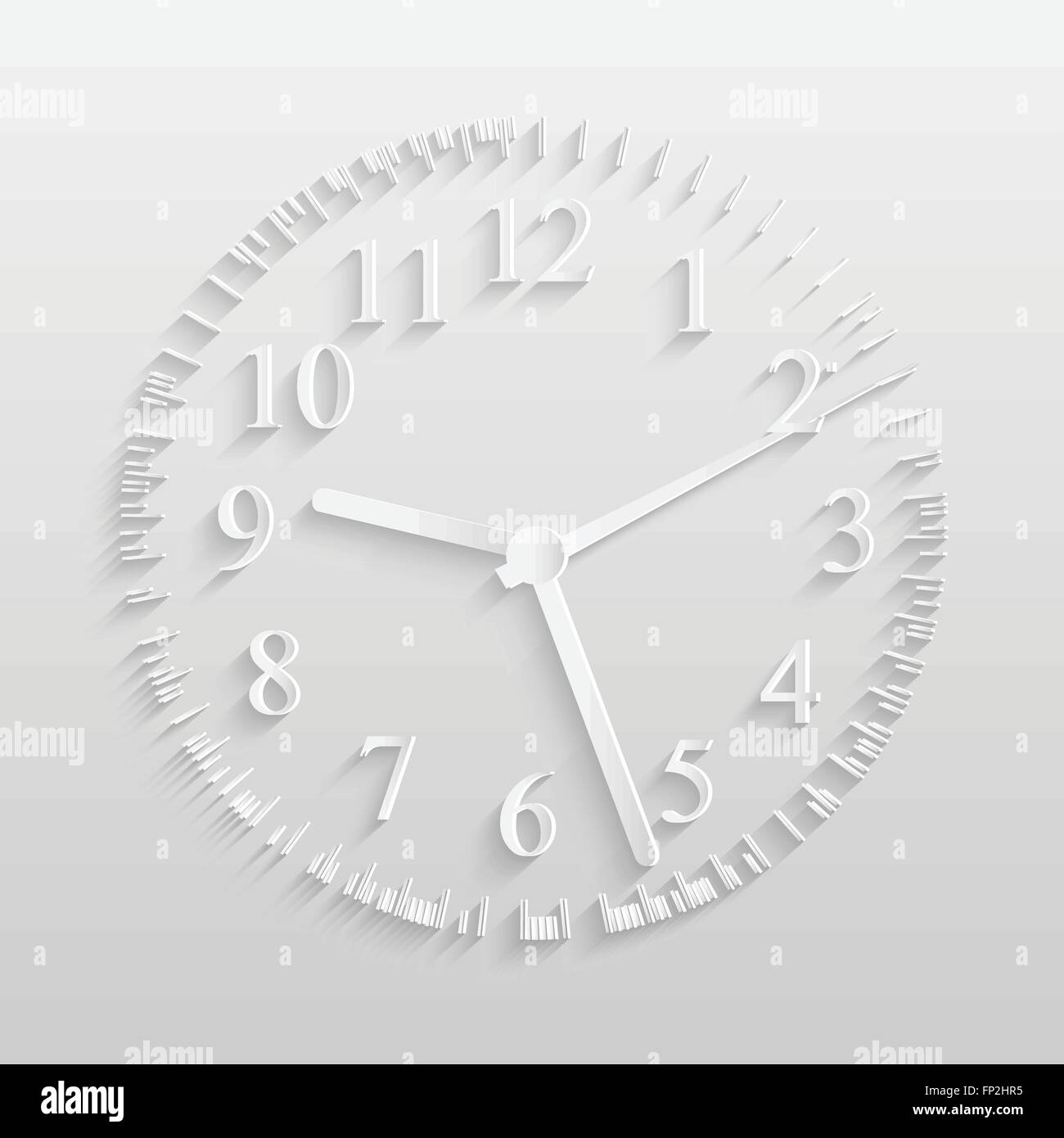 Illustration of a paper clock isolated on a light background Stock ...