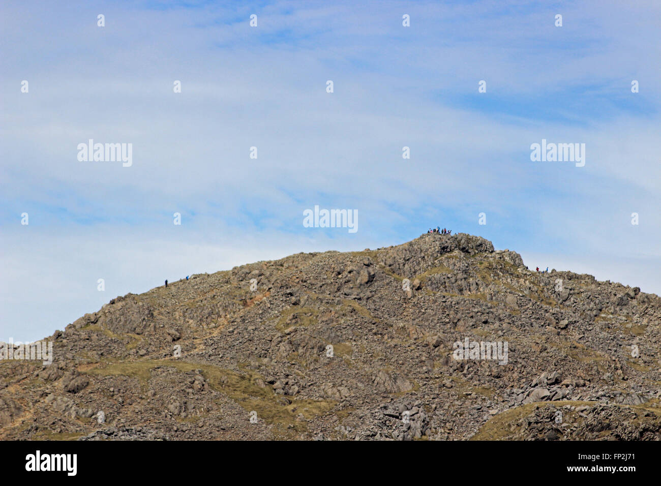 People on summit of Cadair Idris mountain Wales Stock Photo