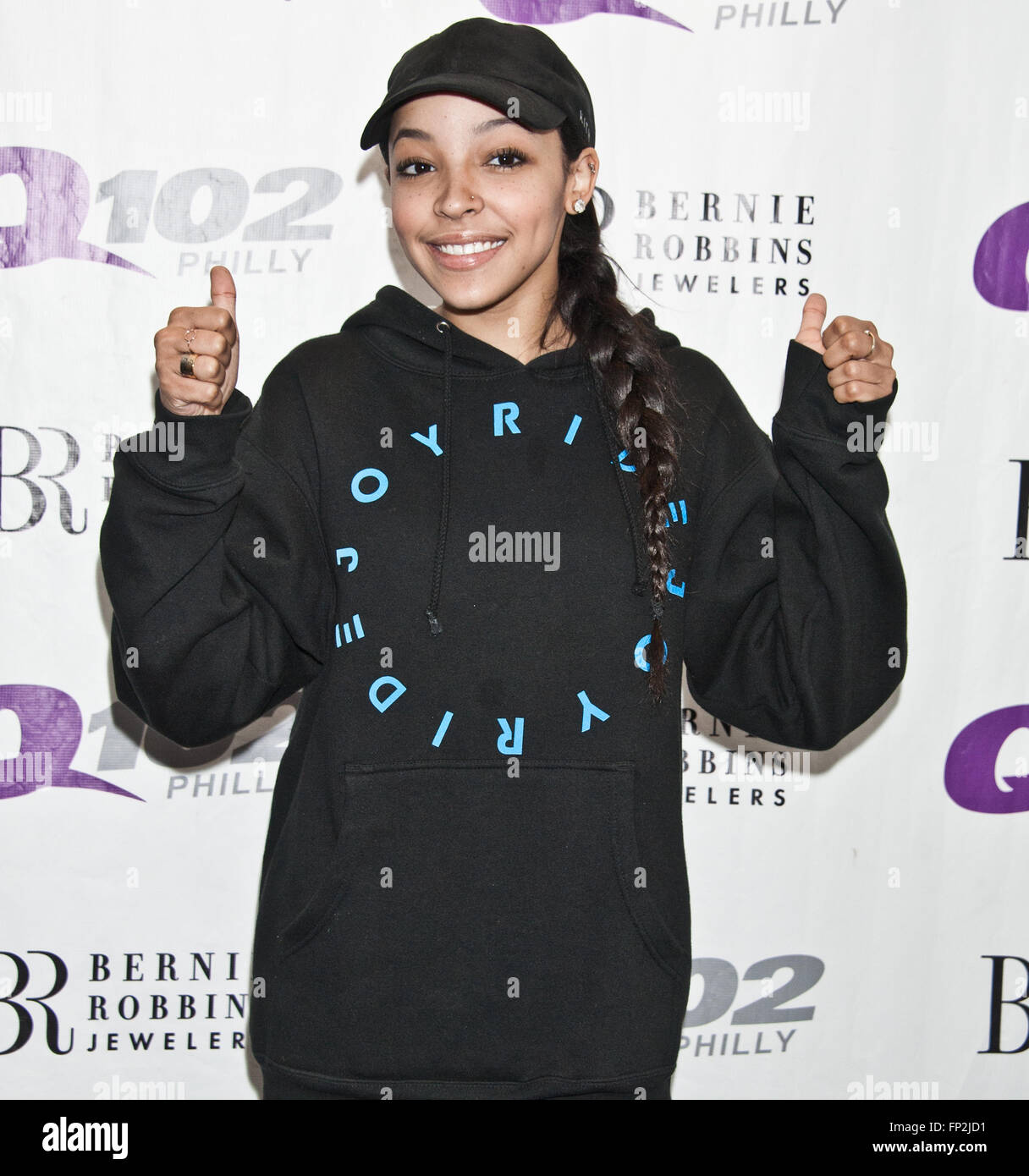 Bala Cynwyd, Pennsylvania, USA. 15th March, 2016. American Singer-Songwriter Tinashe Visits Q102's Performance Theatre. Stock Photo