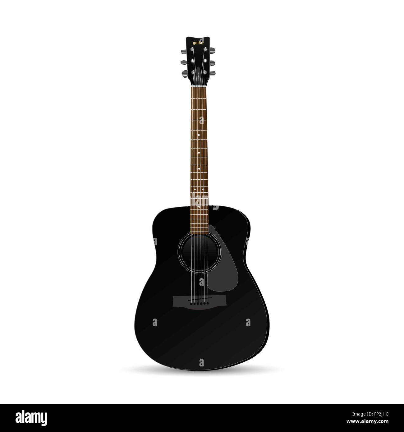 Illustration of a black guitar isolated on a white background. Stock Vector