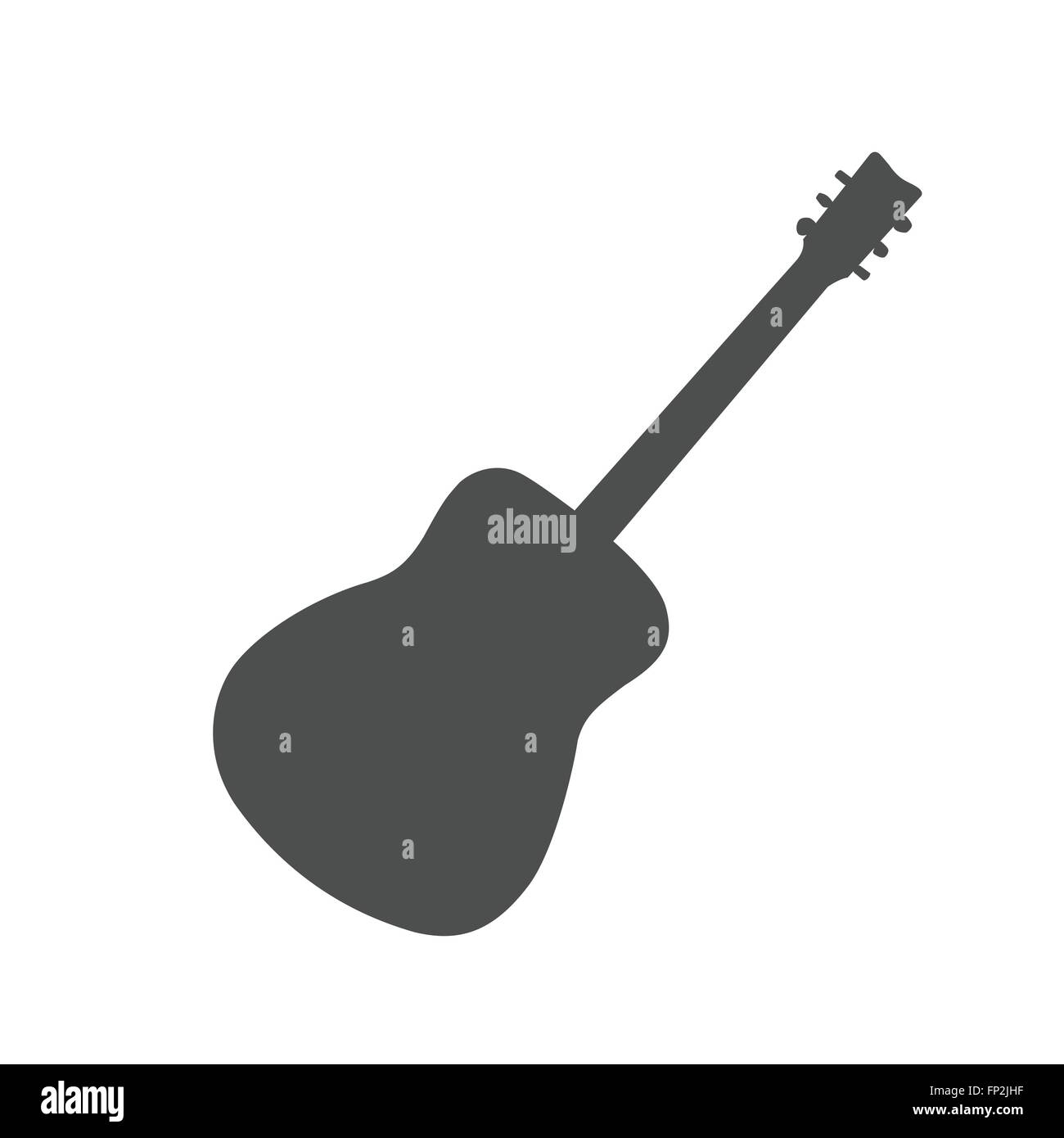 Silhouette of an acoustic guitar isolated on a white background. Stock Vector