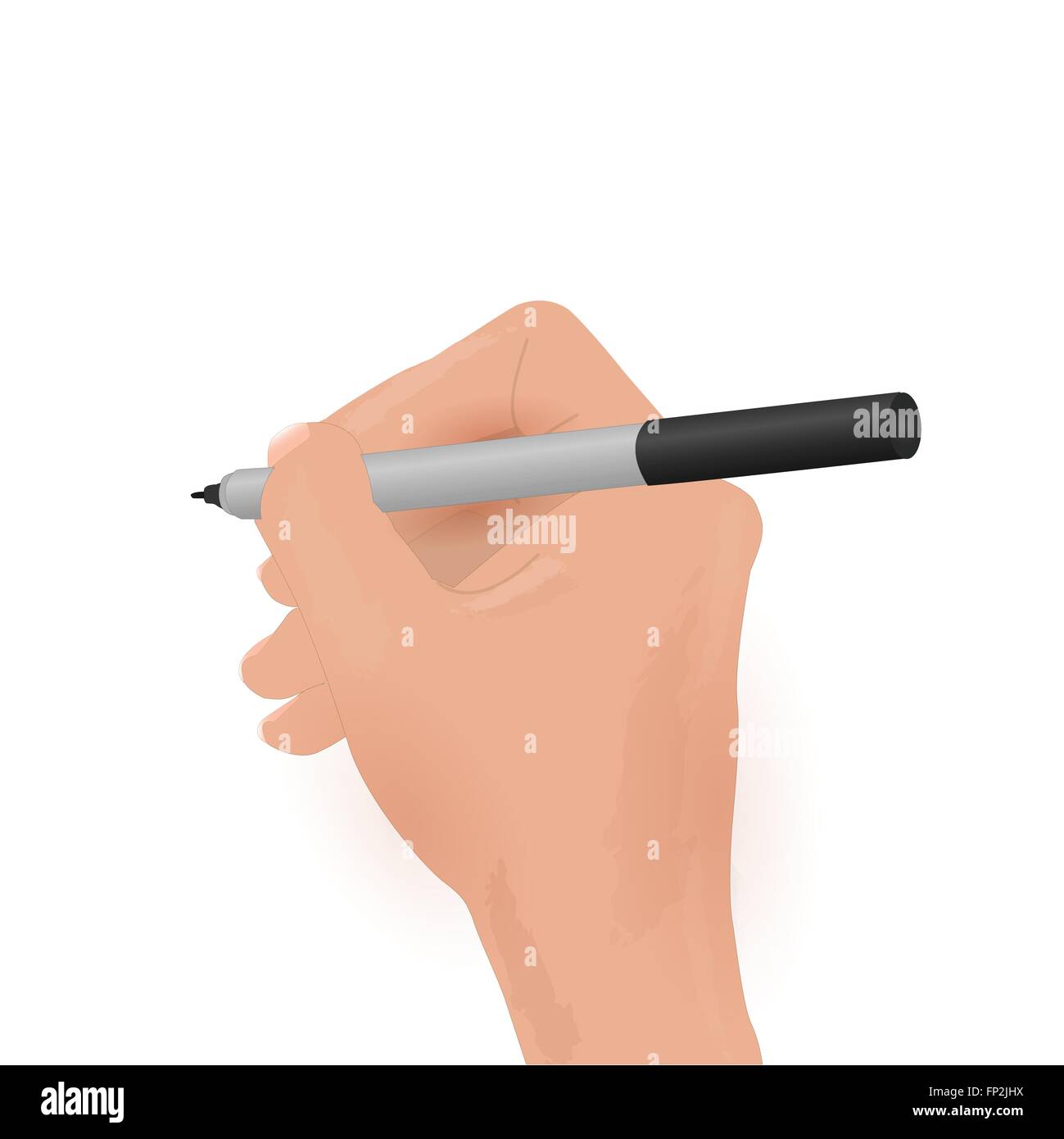 Illustration of a hand holding a marker isolated on a white background ...