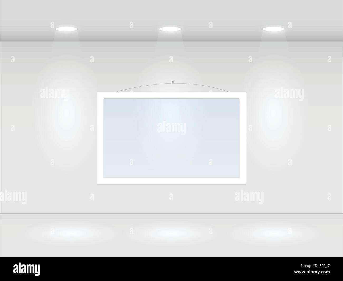 Illustration of a room with lights and hanging frame. Stock Vector