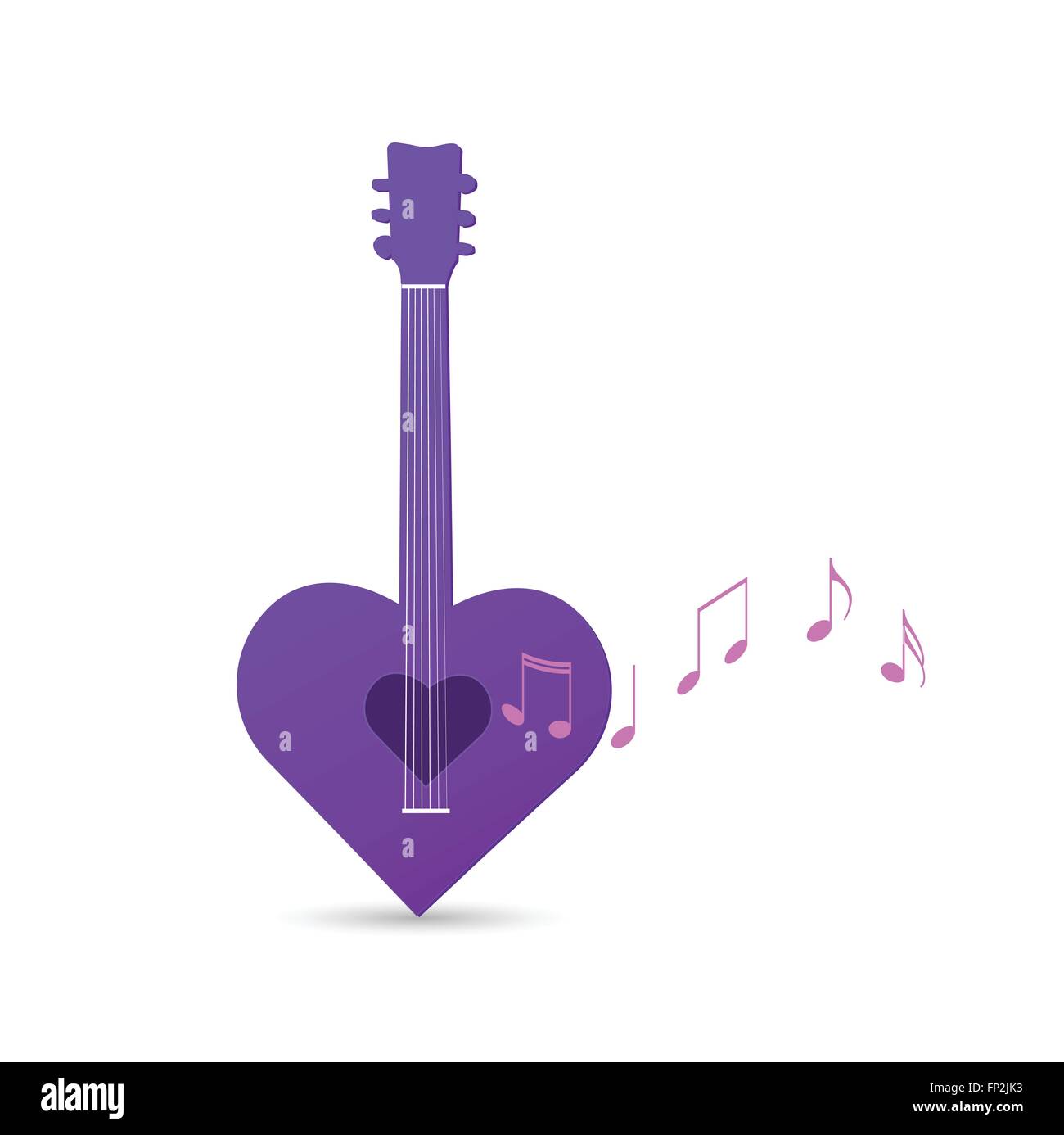 Illustration of an abstract heart guitar isolated on a white background. Stock Vector