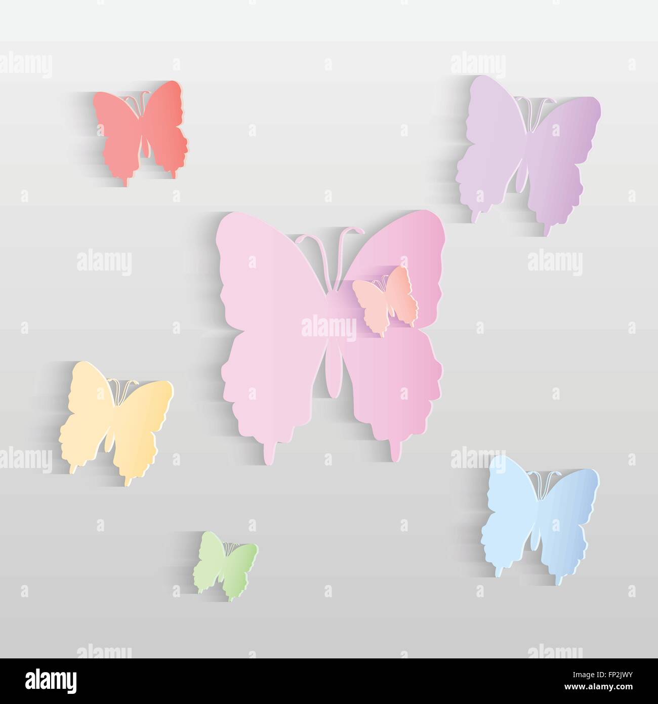 Illustration of paper butterflies against a light background Stock ...