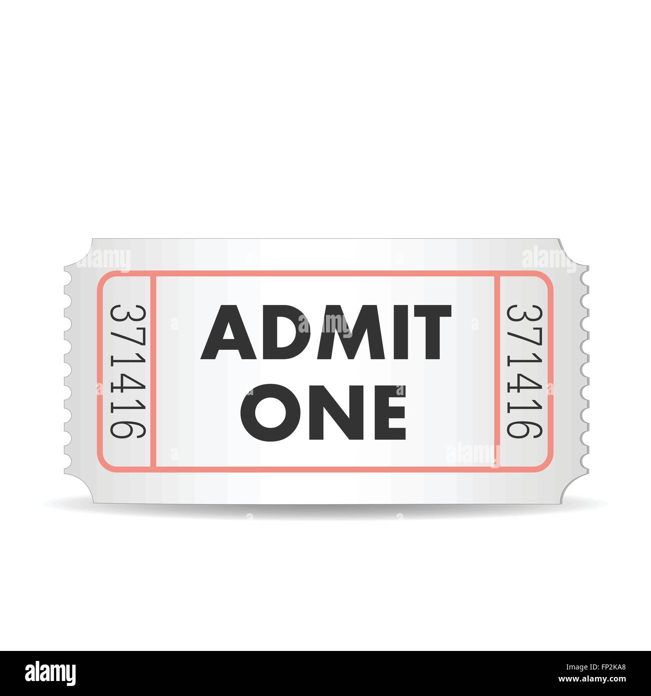 Illustration of an admit one ticket isolated on a white background. Stock Vector