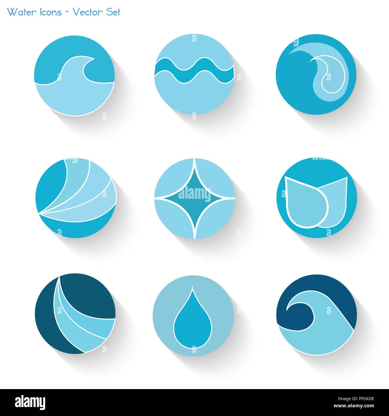 Image of various water icons isolated on a white background Stock ...