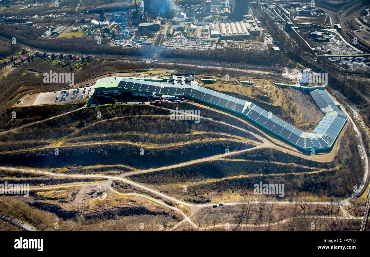 Aerial view, on the north side of the stockpile Prosper is heaped in order to support the stockpile of Alpin Center, Bottrop, Stock Photo