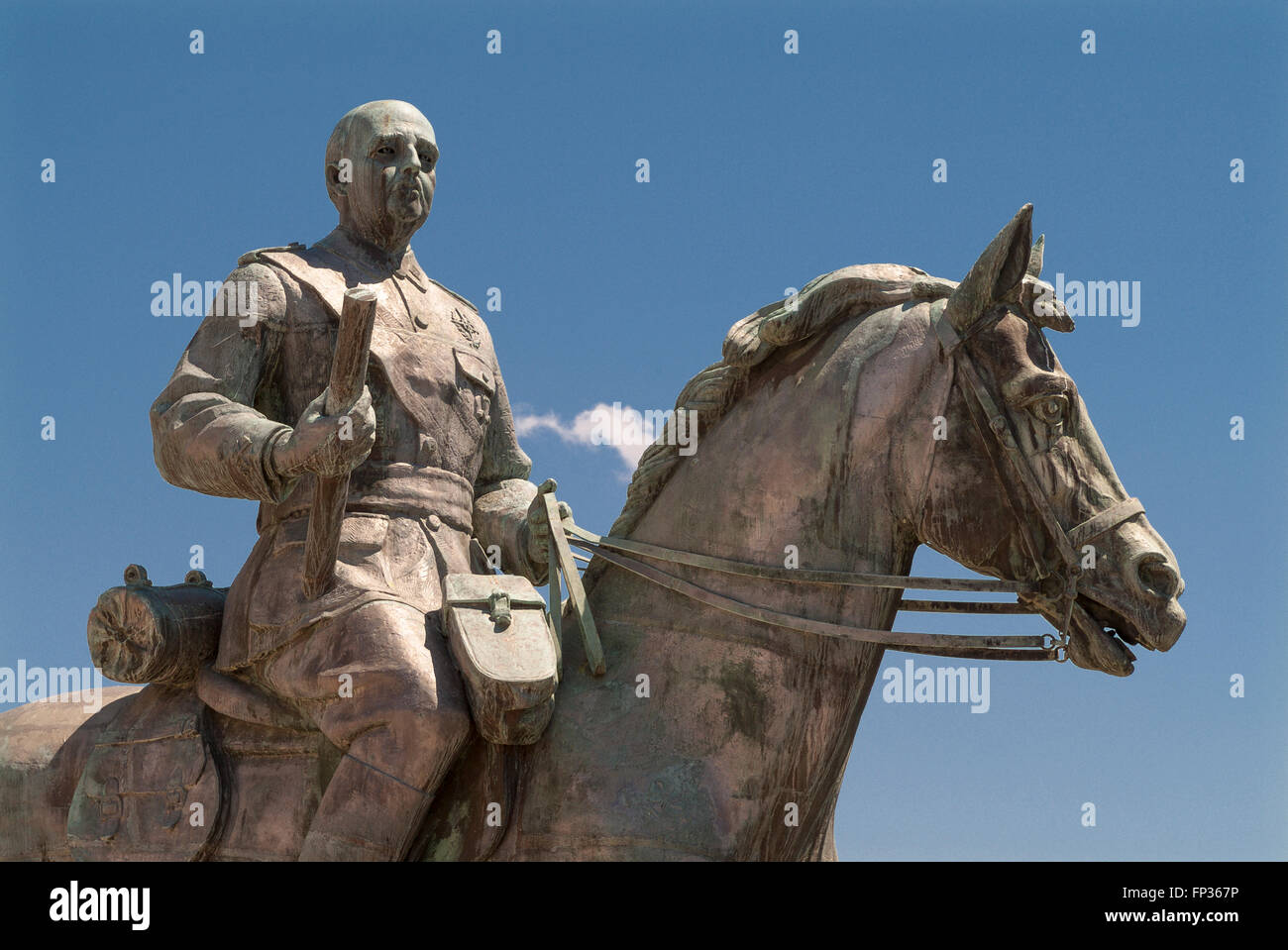 Equestrian statue of dictator Francisco Franco, removed from the central square of his hometown and re-erected in Ferrol Stock Photo