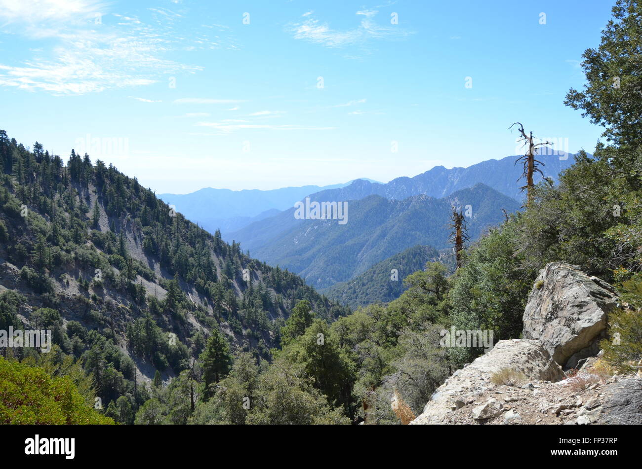 A view from the San Gabriel Mountains on Highway 2 in Southern California east of Los Angeles Stock Photo