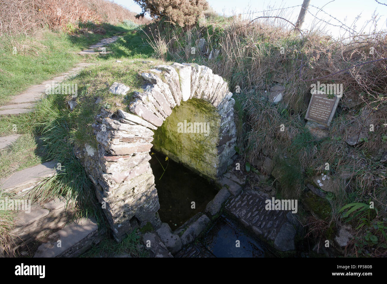 At, St Non's Well, (the mother of patron saint St. David who was born at this spot) St Non's,Holy Well, was a famous healing well, Stock Photo