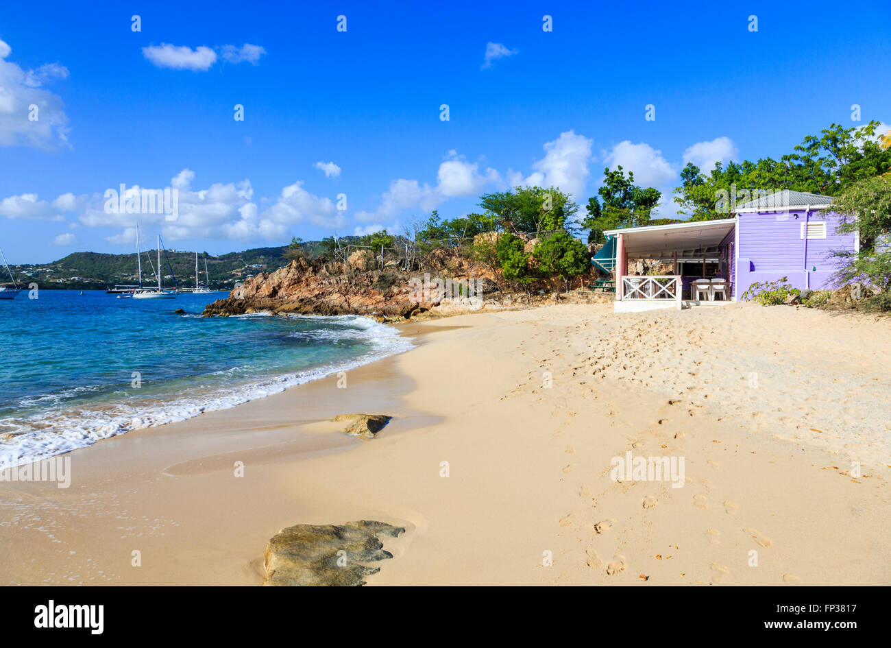 Local beach hut restaurant Pigeon Point on English Harbour south