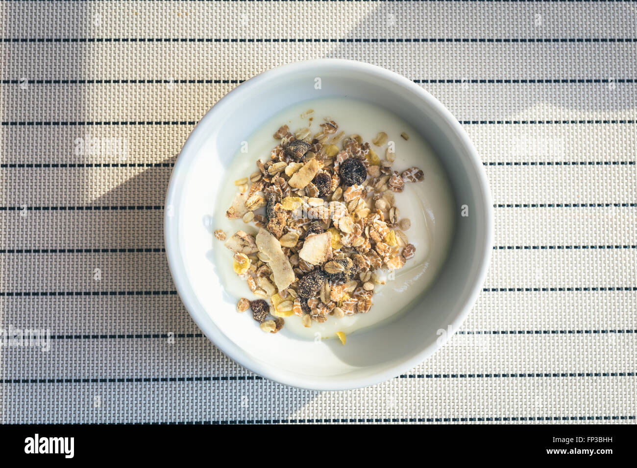 Yogurt with Cereals and Grains Stock Photo