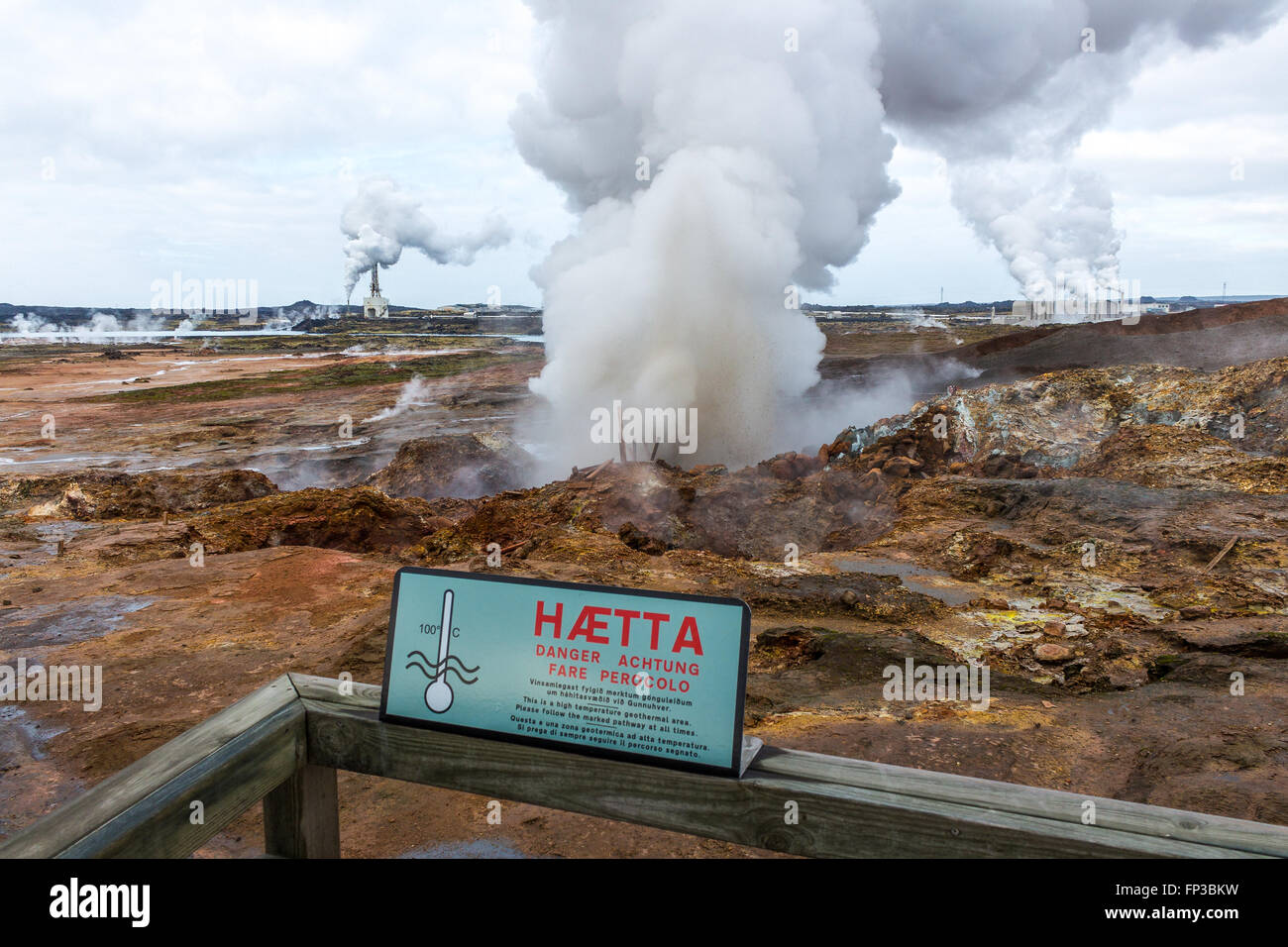Geothermal area near Reykjanes and Keflavik Stock Photo