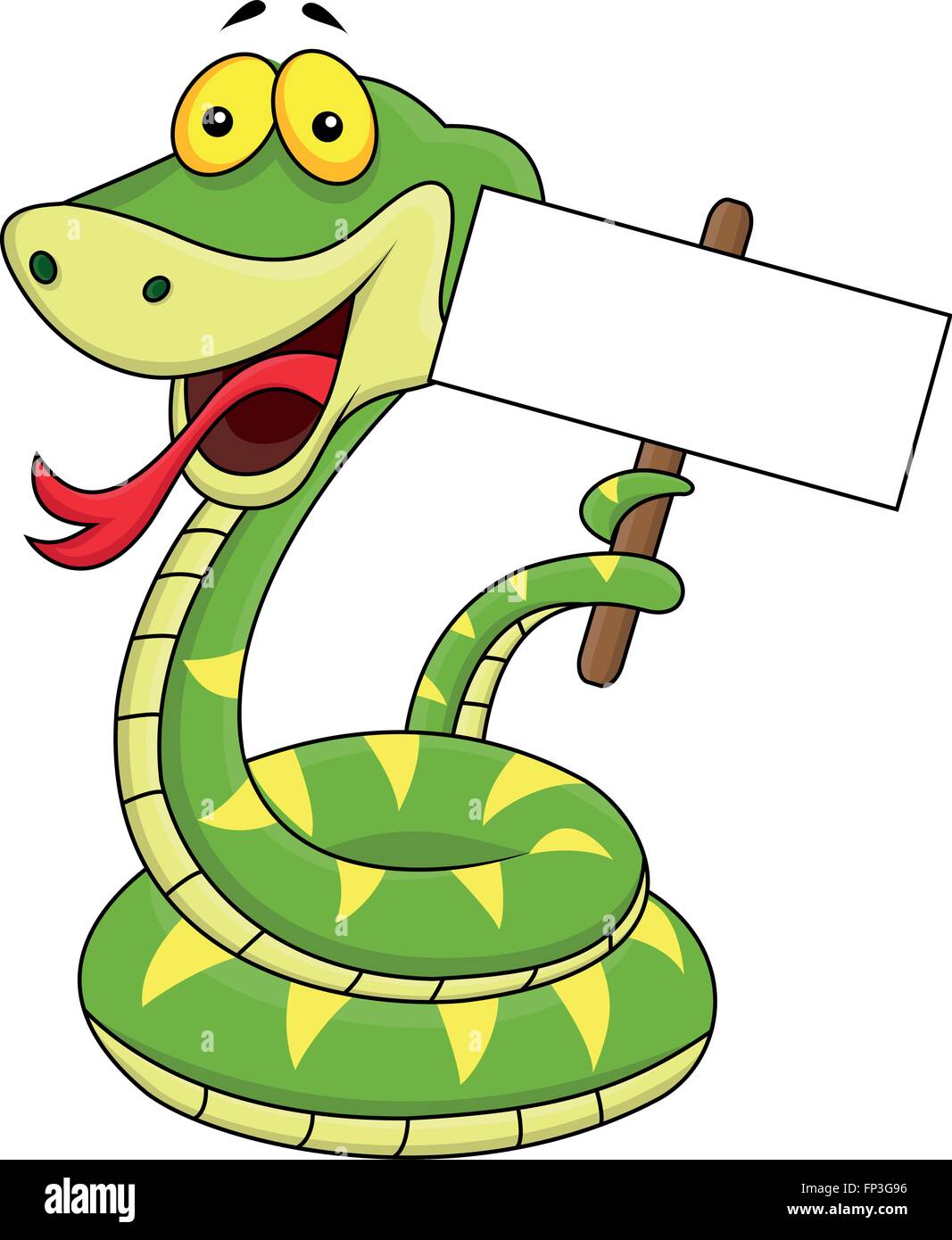 Snake cartoon holding blank sign Stock Vector