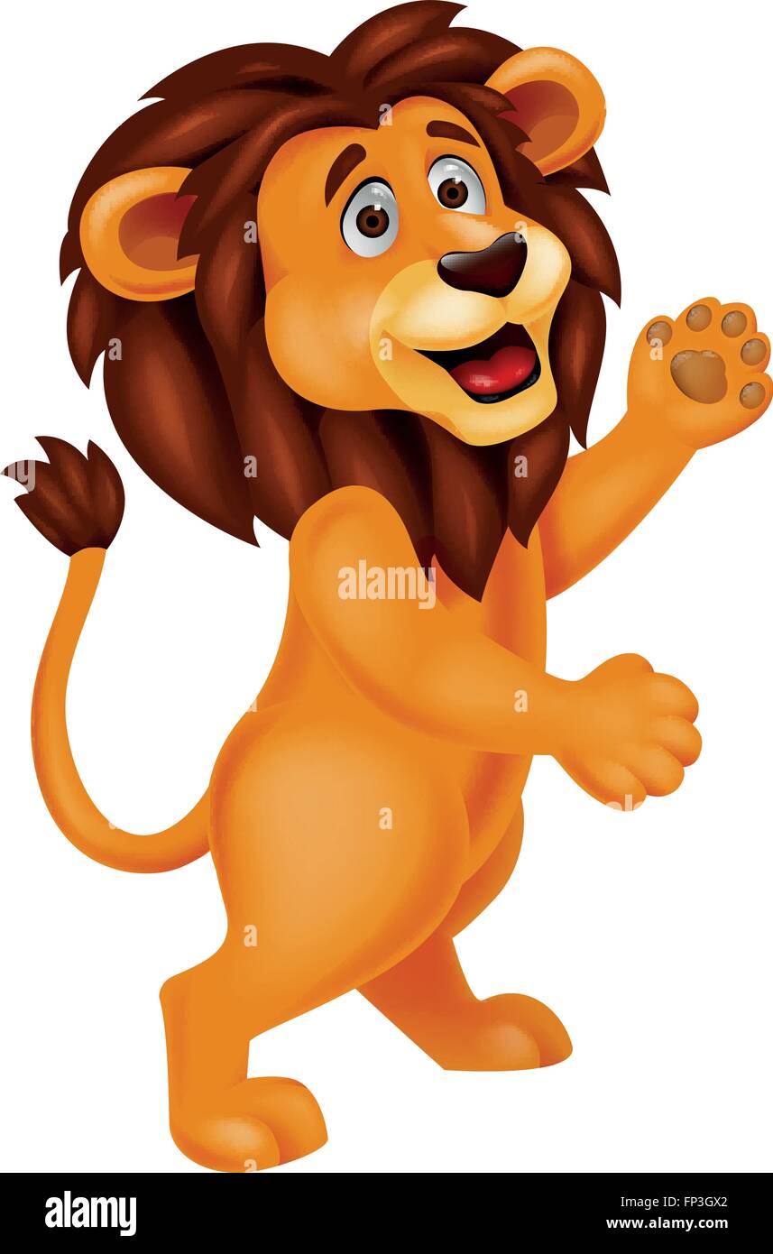 Funny lion cartoon waving Stock Vector Image & Art - Alamy