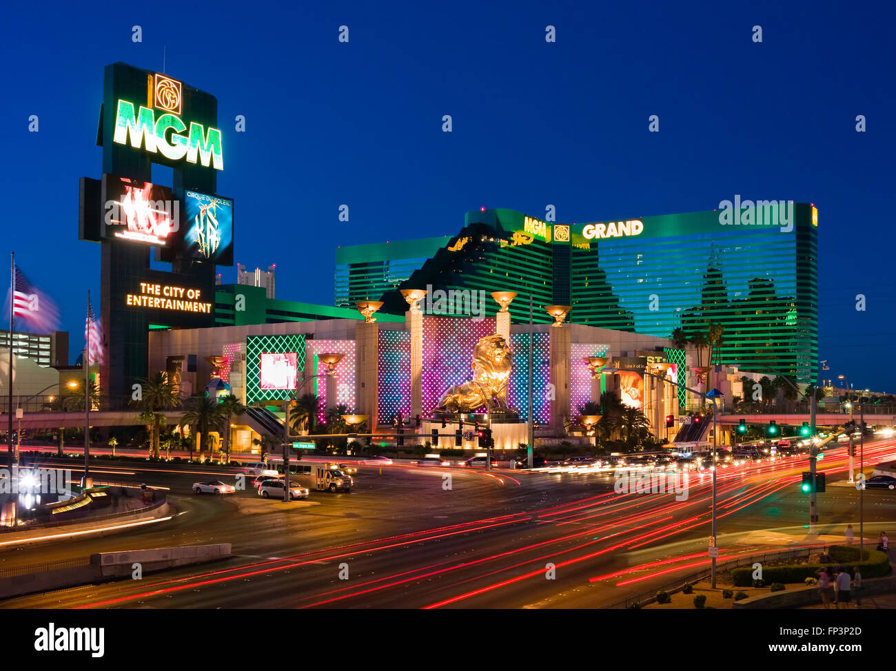 MGM Grand Hotel and Casino in Las Vegas at night Stock Photo