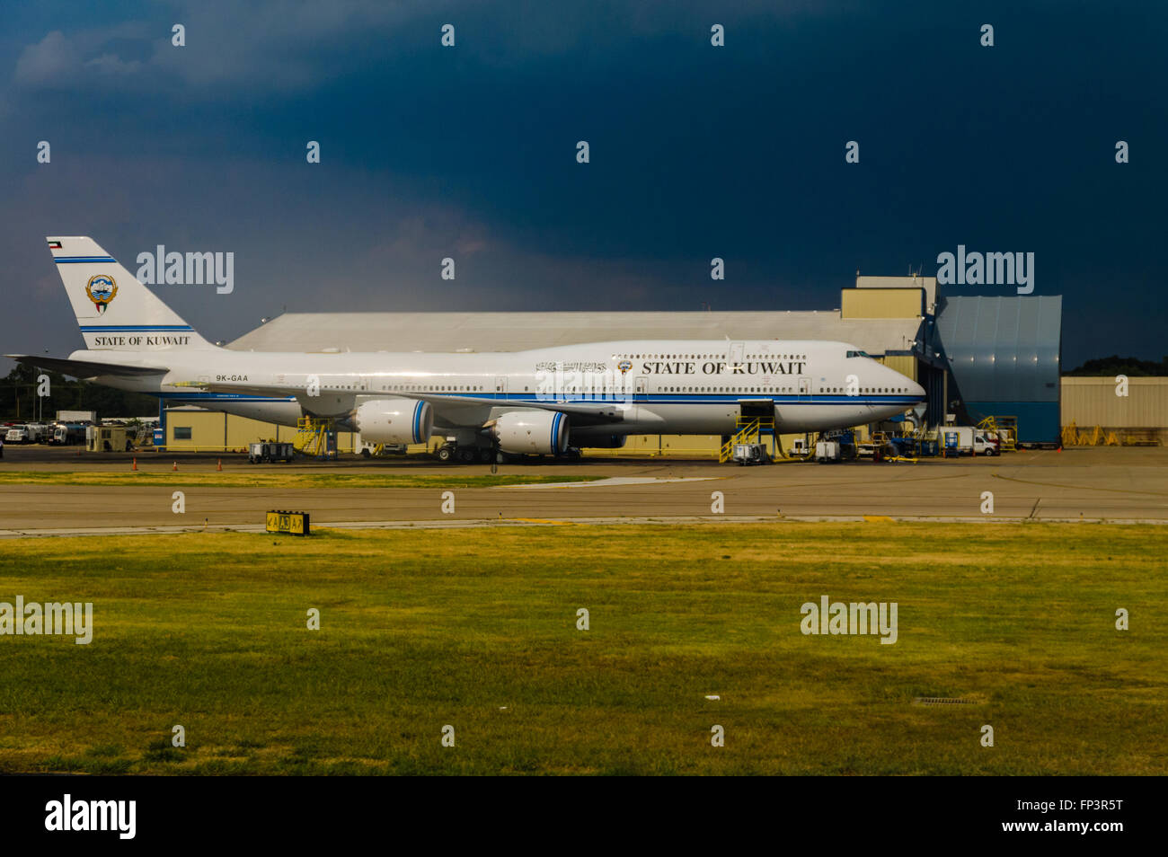 State of Kuwait Boeing 747 on the ground at Love Field, Dallas, Texas Stock Photo