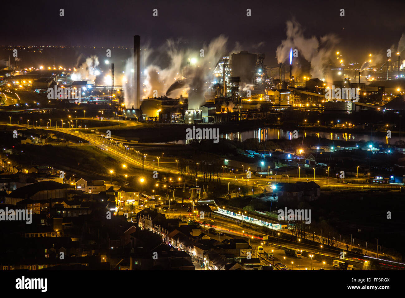 Port Talbot town and Steel Works Stock Photo
