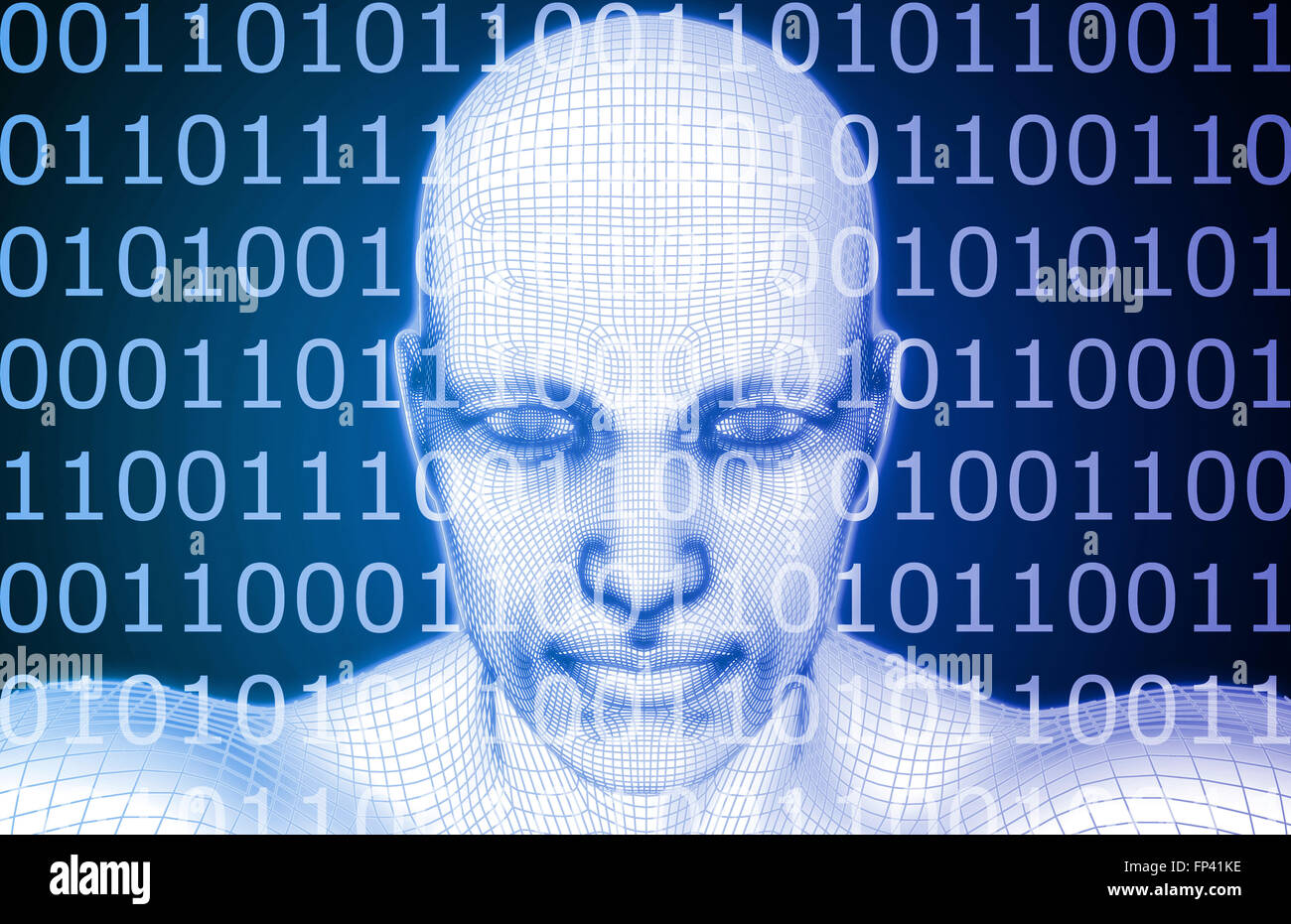 Digital Warfare and Humanoid Soldiers on Servers as Concept Stock Photo