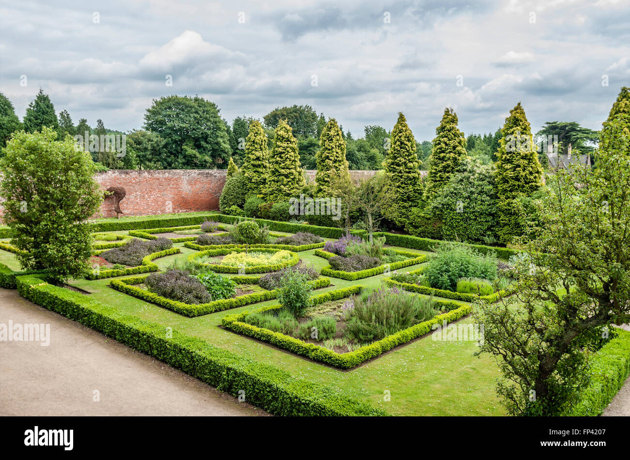 Spanish Garden of Newstead Abbey, Nottinghamshire, England Stock Photo