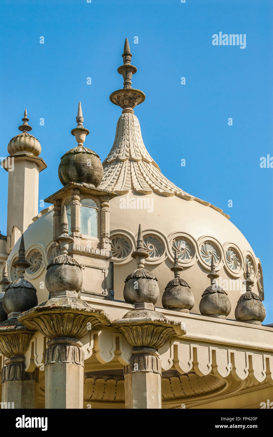 Roof detail of the Royal Pavilion of Brighton, East Sussex, England Stock Photo