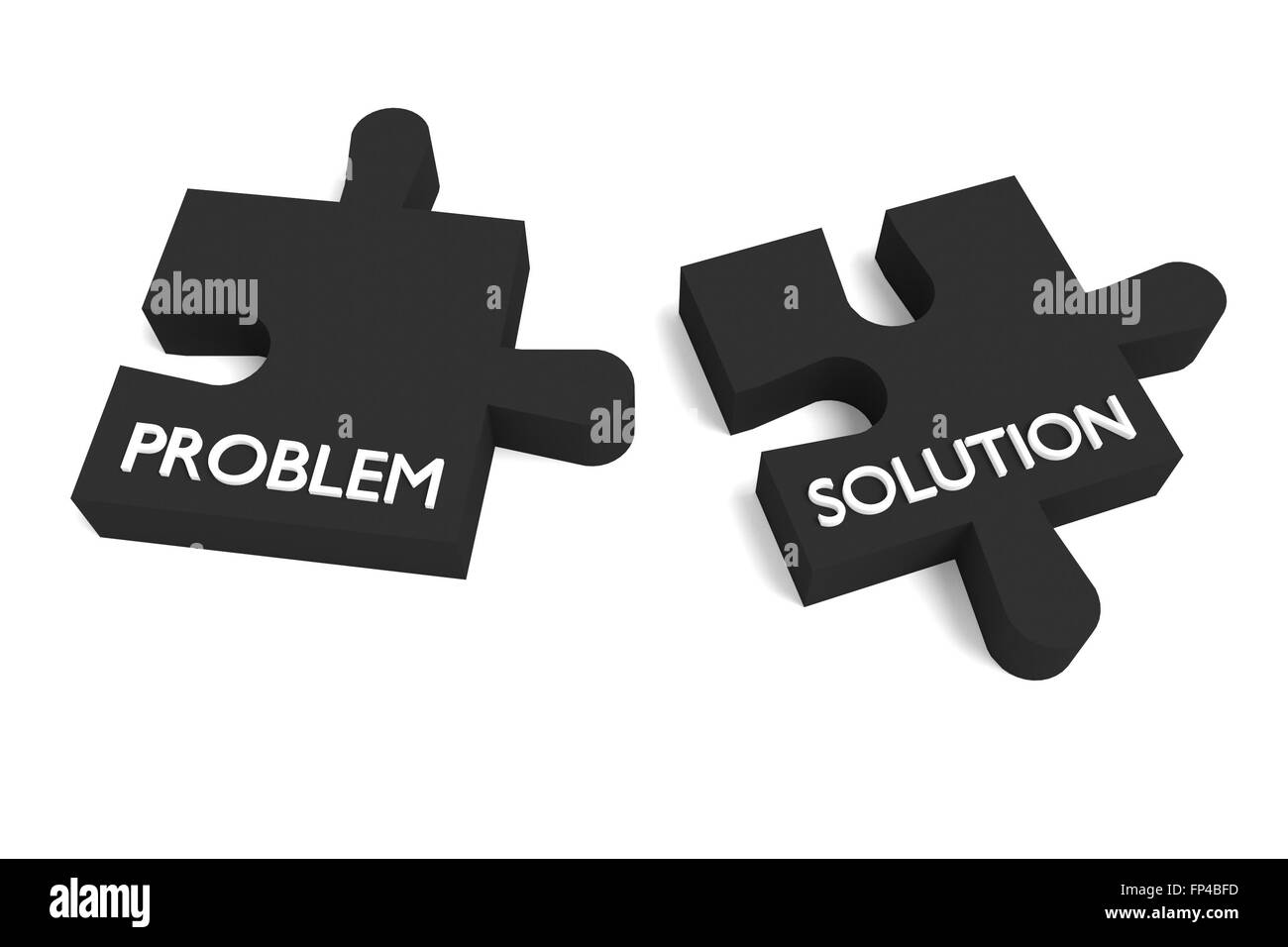 Black puzzle, problem and solution Stock Photo