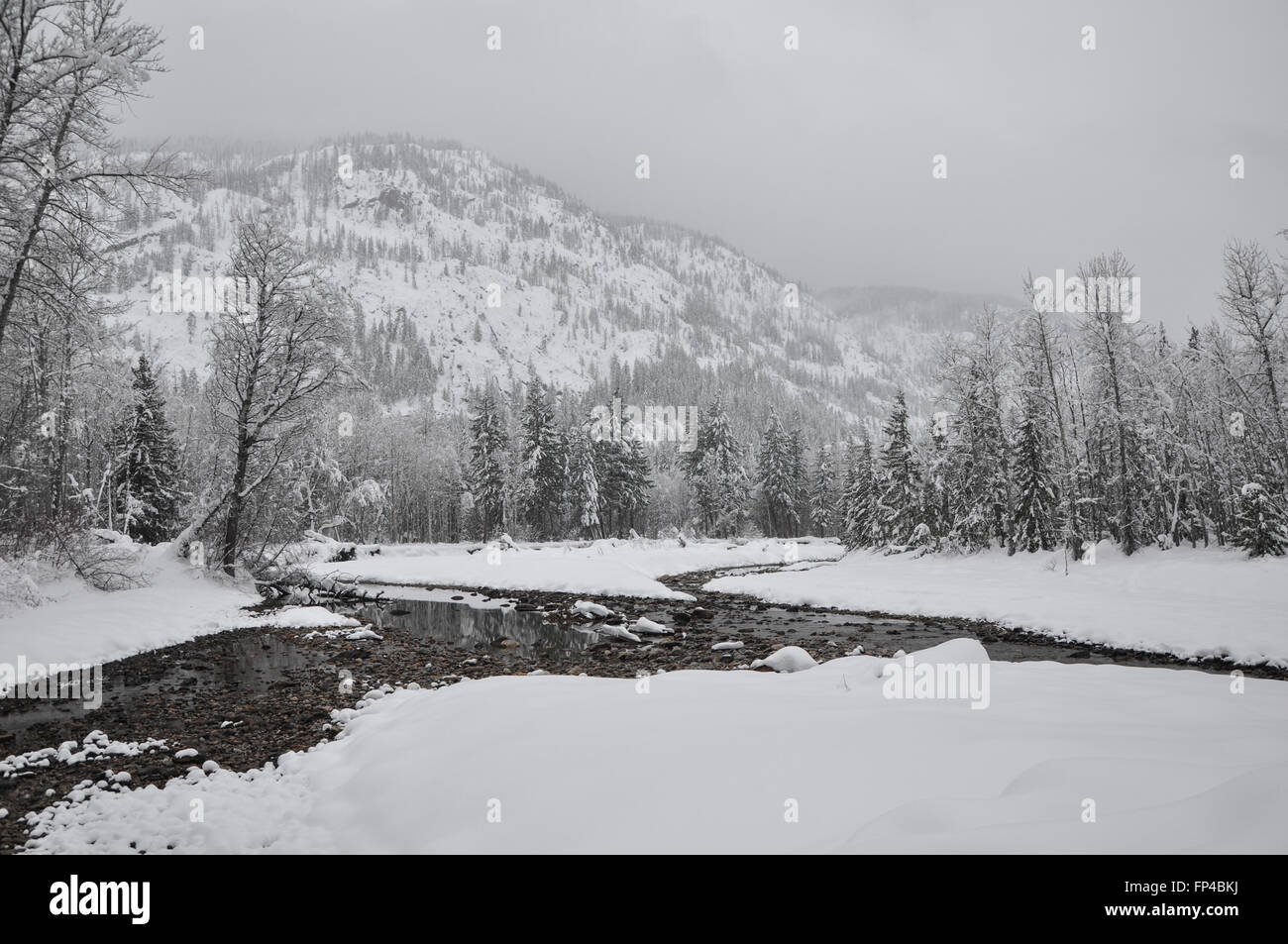A winter mountain landscape in Mazama, Washington Stock Photo
