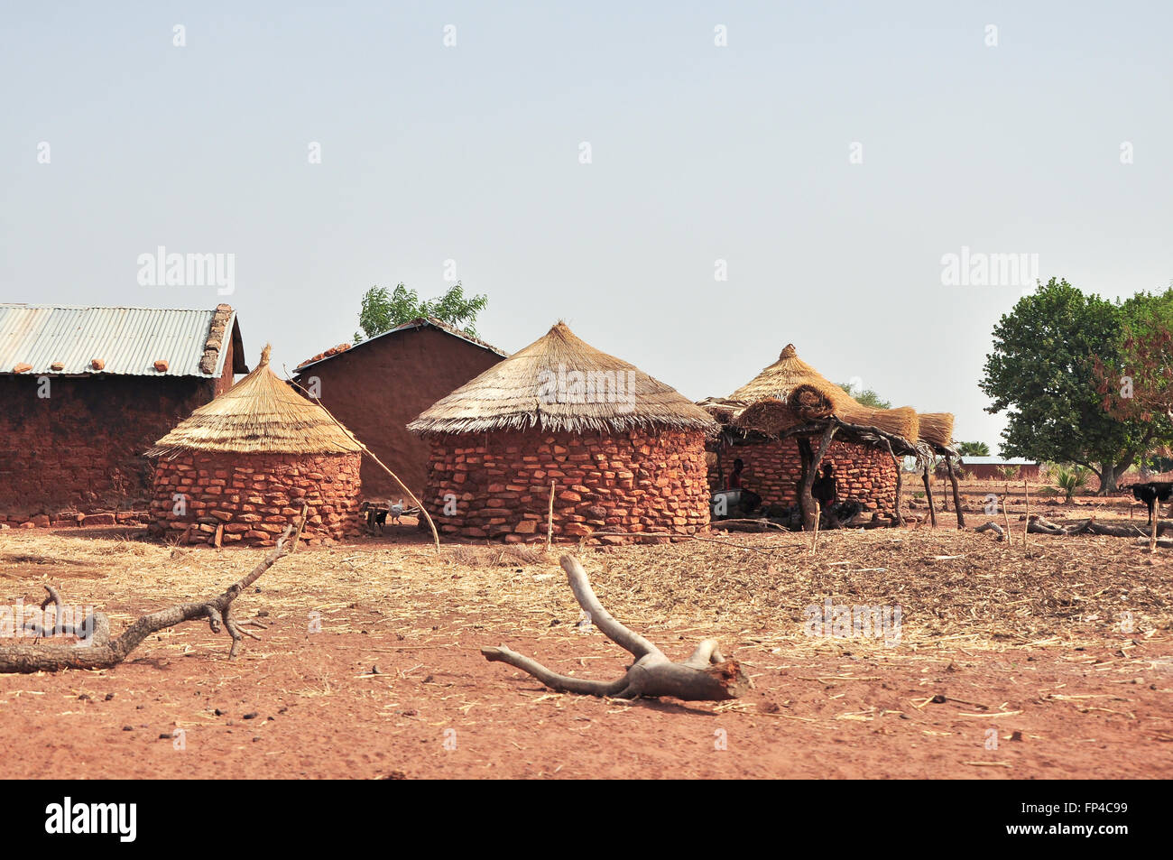 Round brick huts near Grottes de Nok in Togo in rural Western Africa Stock Photo