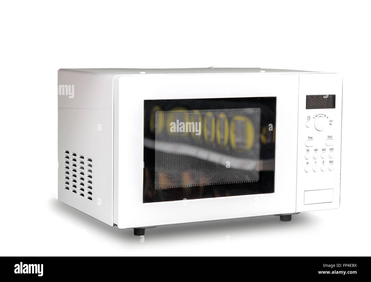 Modern microwave oven white . Presented on a white background. Stock Photo