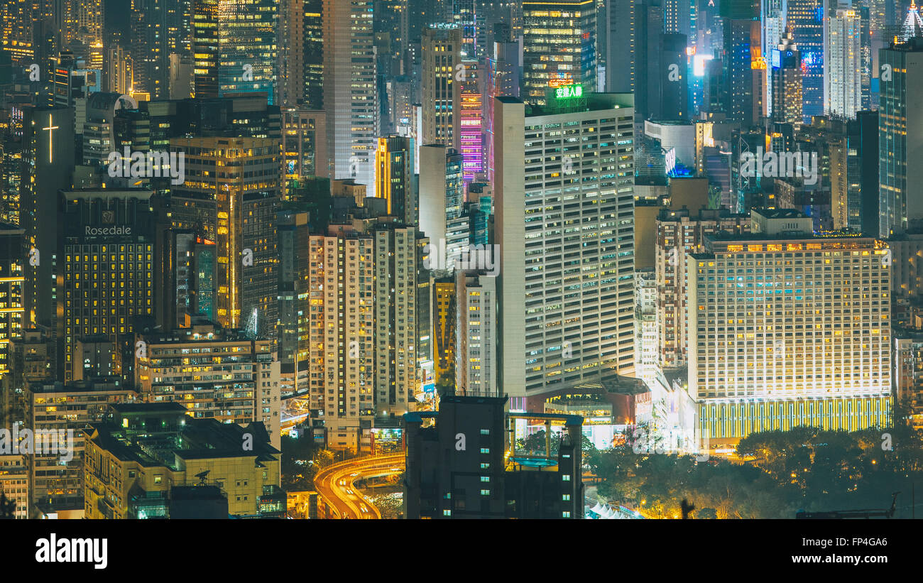 View of Hong Kong Victoria harbour at night Stock Photo - Alamy