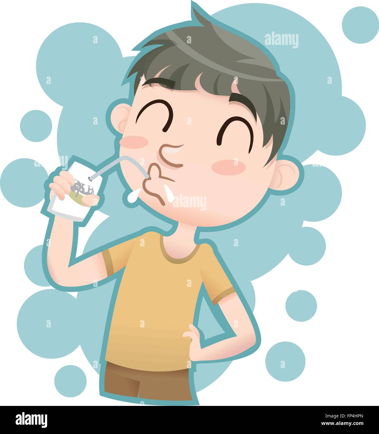 cartoon smile boy drinking milk with a straw Stock Vector Image & Art -  Alamy