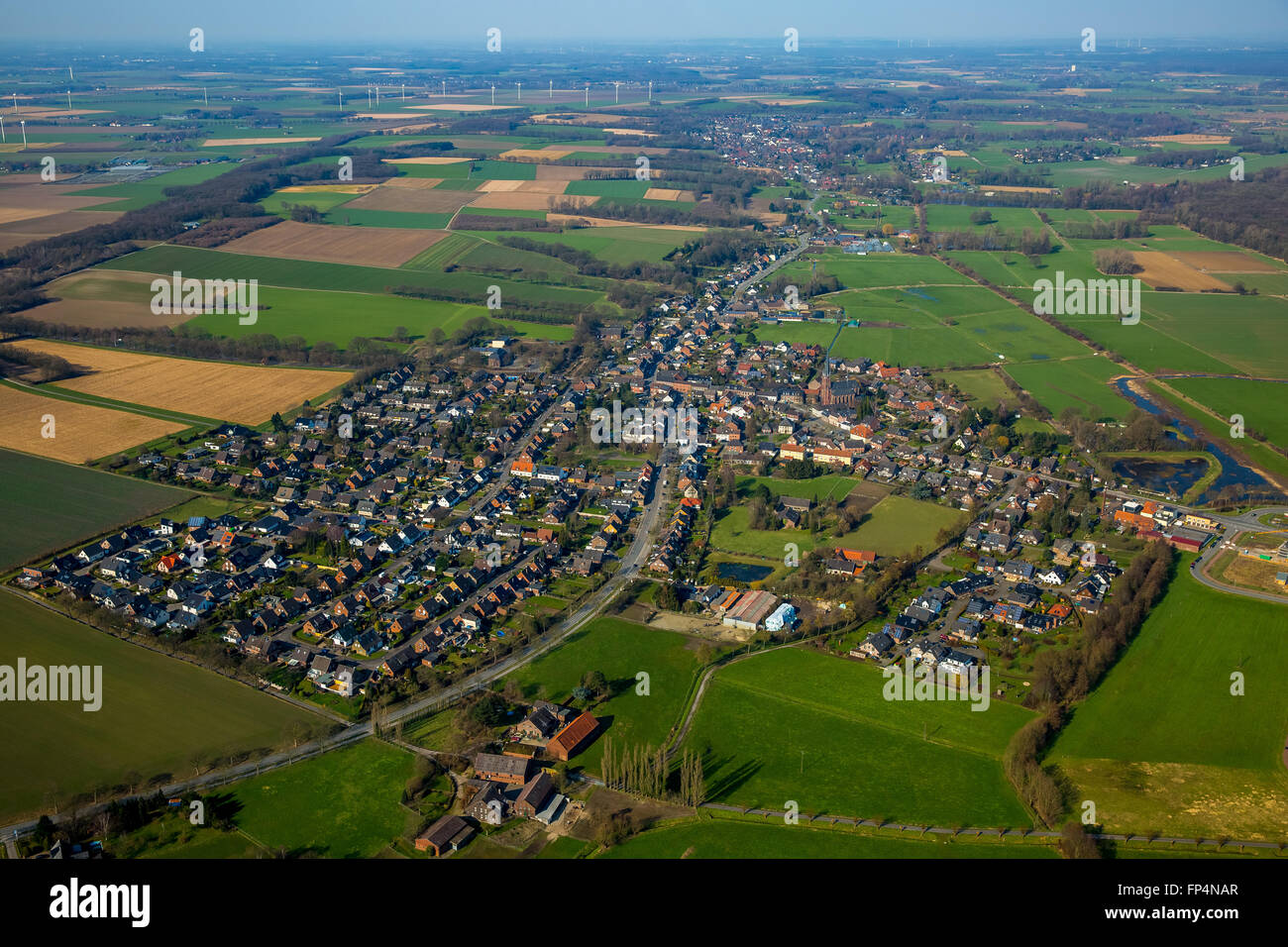Aerial view, Schaephuysen, Rheurdt, Lower Rhine region, North Rhine Westphalia, Germany, Europe, Aerial view, birds-eyes view, Stock Photo