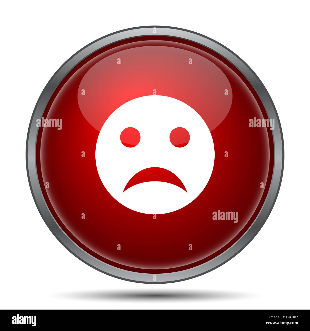 Sad smiley icon. Internet button on white background Stock Photo - Alamy