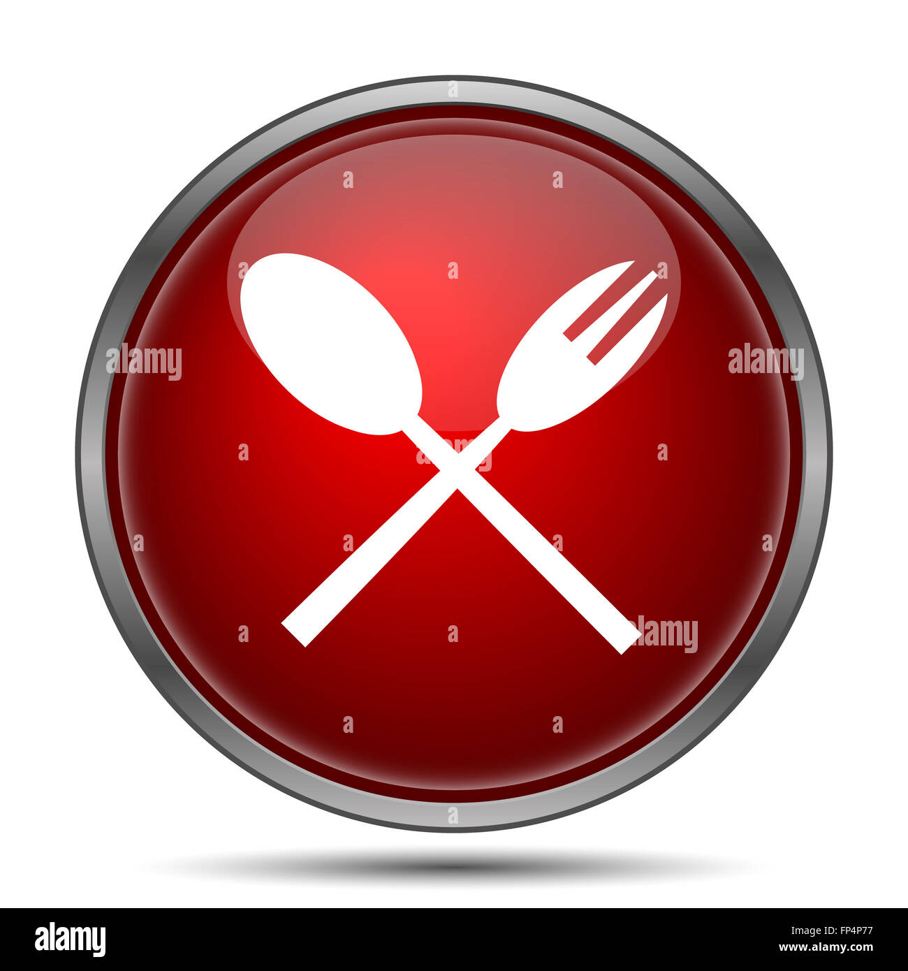 Fork and spoon icon. Internet button on white background Stock Photo ...