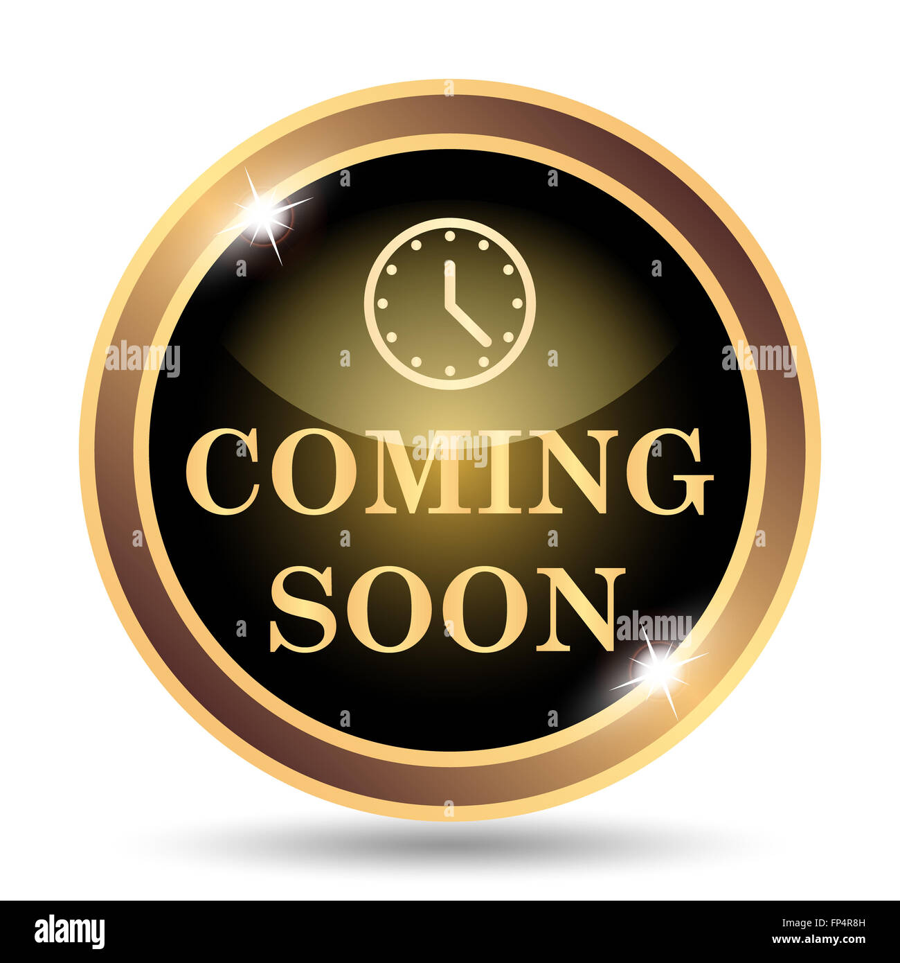Coming soon icon. Internet button on white background Stock Photo - Alamy