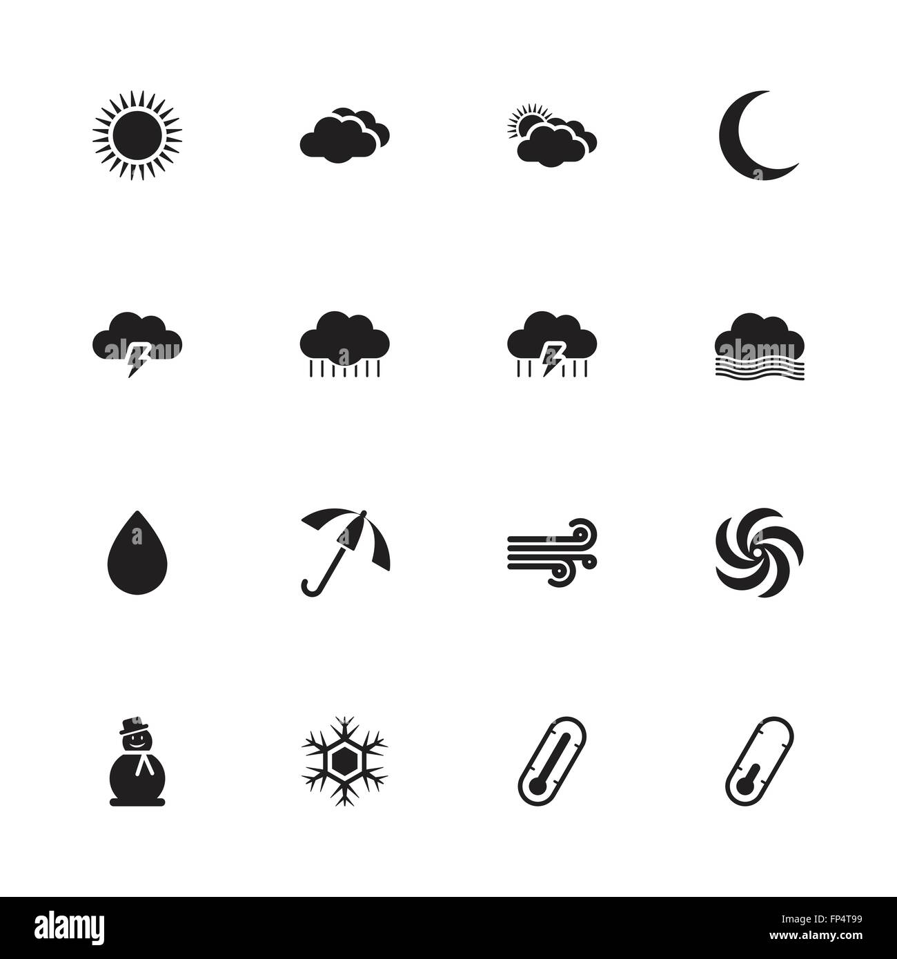 [JPEG] black simple flat weather icon set for web, UI, infographic and mobile apps Stock Vector