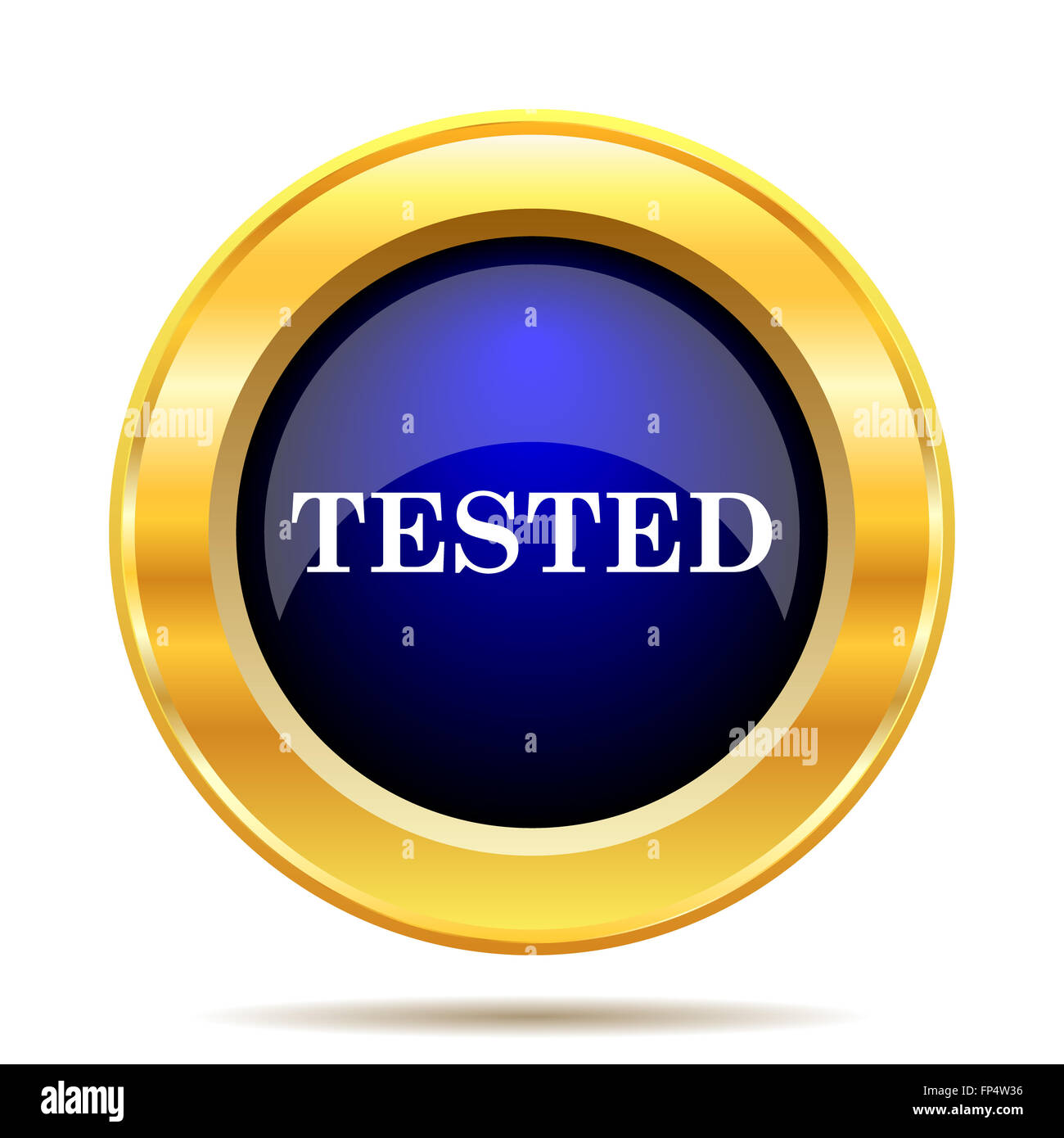 Tested icon. Internet button on white background Stock Photo - Alamy