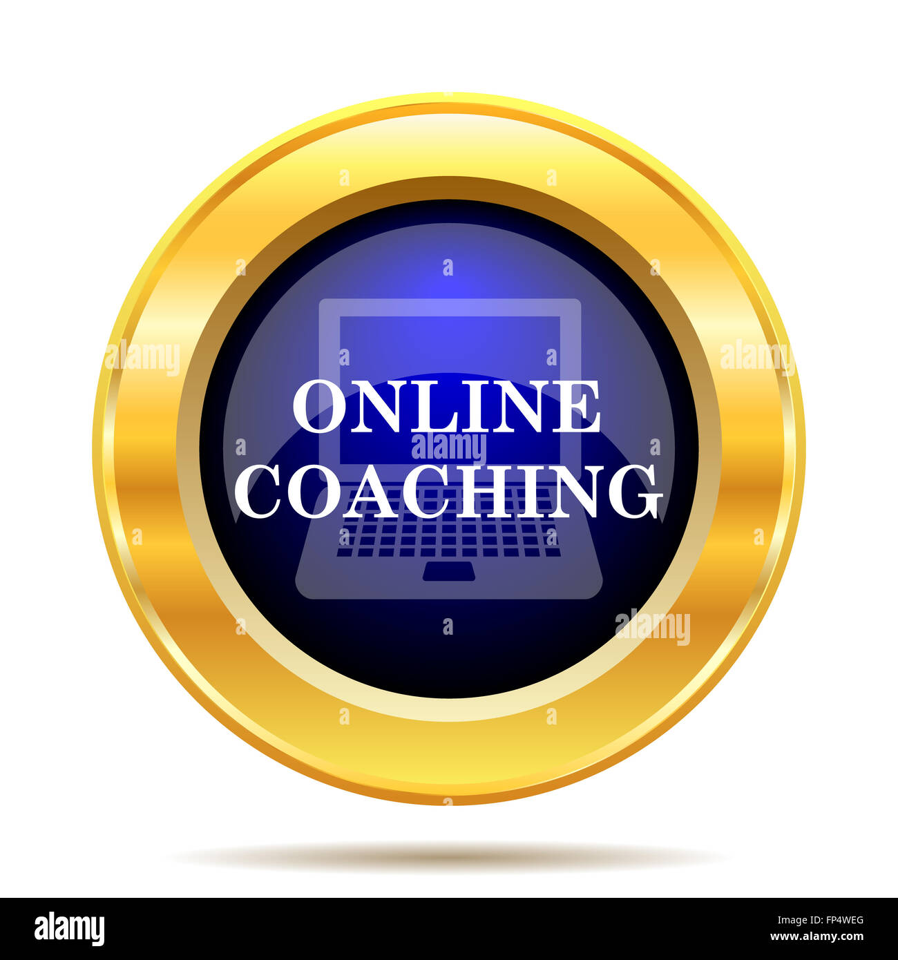 Online coaching icon. Internet button on white background Stock Photo ...