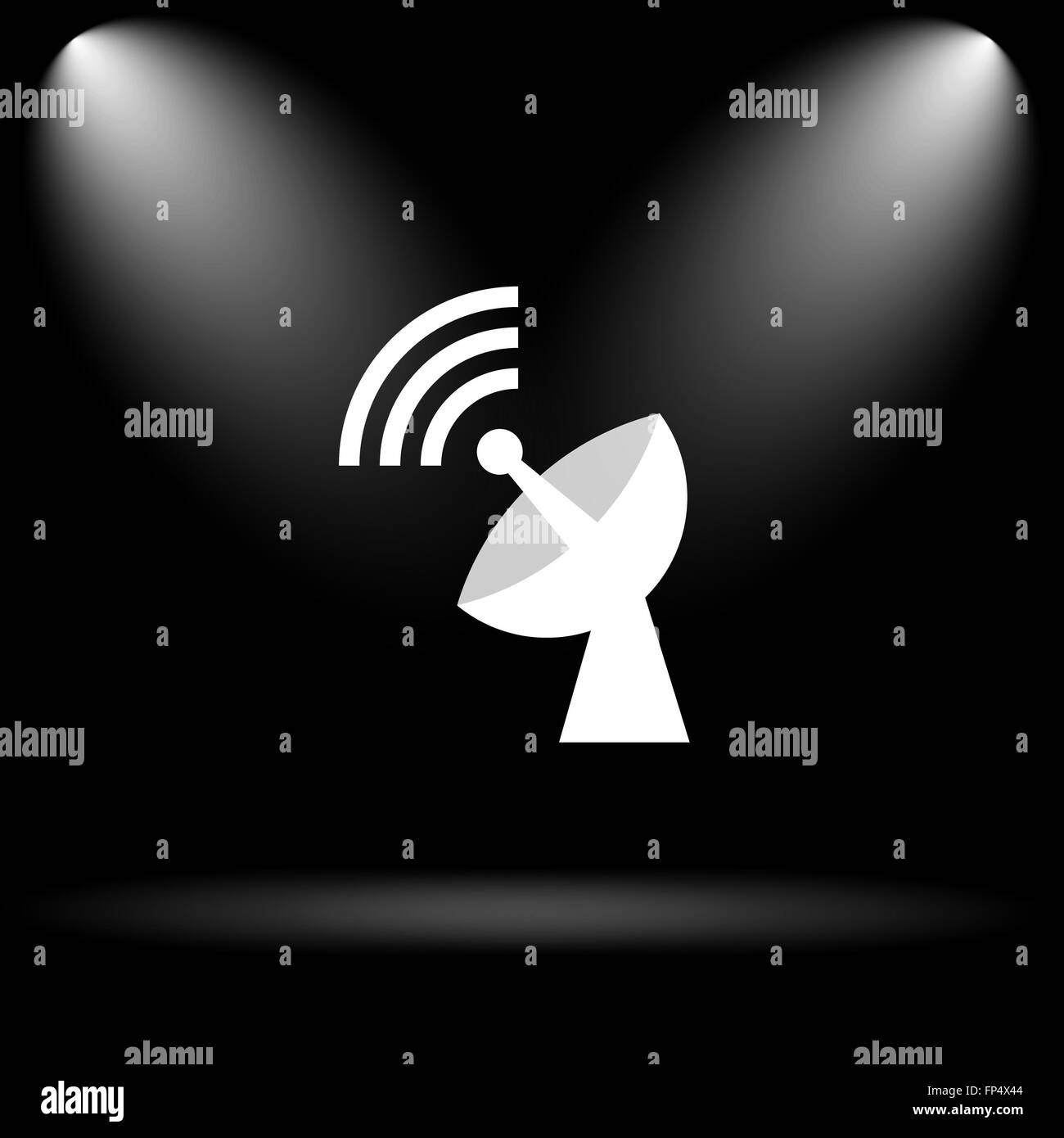 Wireless antenna icon. Internet button on black background Stock Photo ...