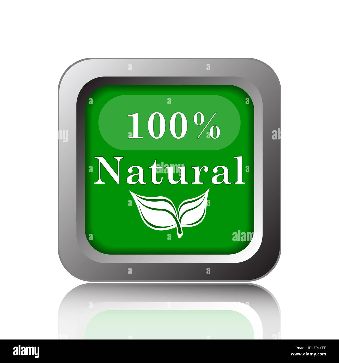 100 percent natural icon. Internet button on black background Stock ...