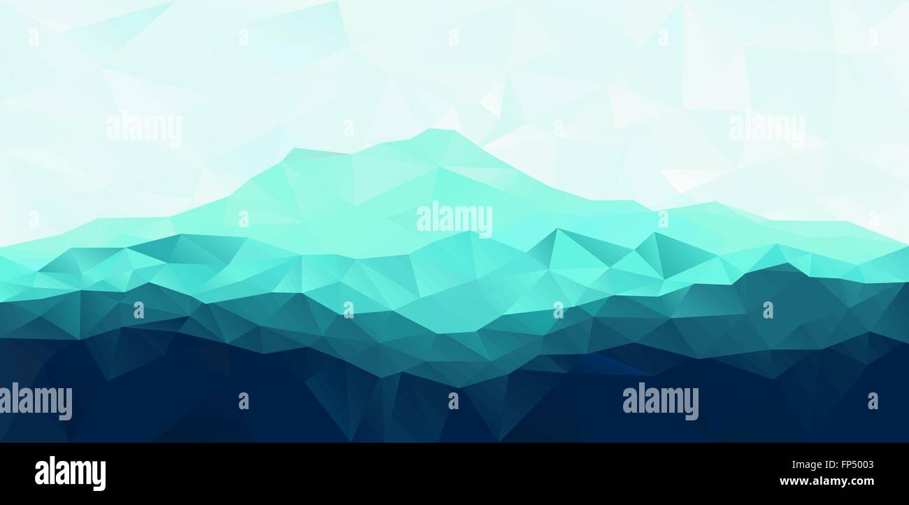 Triangle geometrical background with blue mountain Stock Vector Image